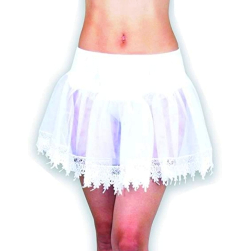 CHARADES Teardrop Lace Petticoat One Size Fits Most (White and Pink)